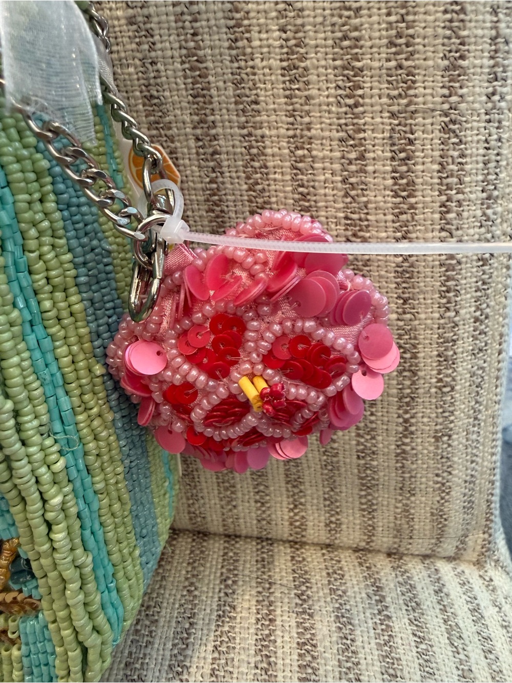 Rare Viral Love Shack Fancy Floral Beaded Bag, Made in India - Picture 3 of 5